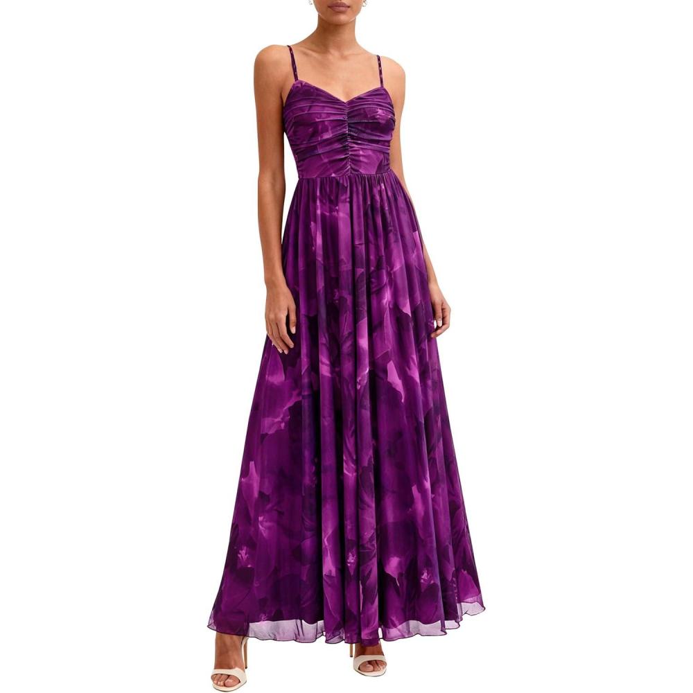 imagePRETTYGARDEN Womens Floral Maxi Dress Summer Outfits 2026 Spaghetti Strap Flowy Long Sundress Beach Vacation Boho DressesFloral Purple