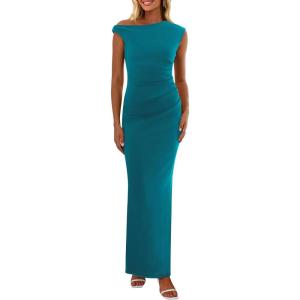 PRETTYGARDEN Women’s 2026 Summer Formal Maxi Dresses Sleeveless One Shoulder Bodycon Ruched Mesh Wedding Guest Cocktail Dress(Lake Blue)