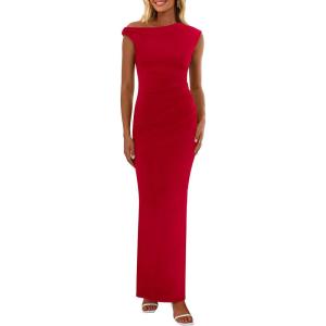 PRETTYGARDEN Women’s 2026 Summer Formal Maxi Dresses Sleeveless One Shoulder Bodycon Ruched Mesh Wedding Guest Cocktail Dress(Red)