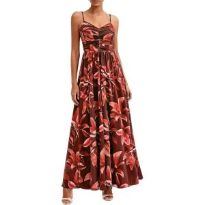 PRETTYGARDEN Women’s Floral Maxi Dress Summer Outfits 2026 Spaghetti Strap Flowy Long Sundress Beach Vacation Boho Dresses(Brown Floral)