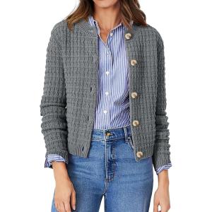 PRETTYGARDEN Women’s Knit Cardigan Sweaters Casual Long Sleeve Open Front Button Down Trendy Jackets Outerwear(Grey)