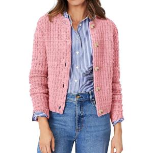 PRETTYGARDEN Women’s Knit Cardigan Sweaters Casual Long Sleeve Open Front Button Down Trendy Jackets Outerwear(Pink)