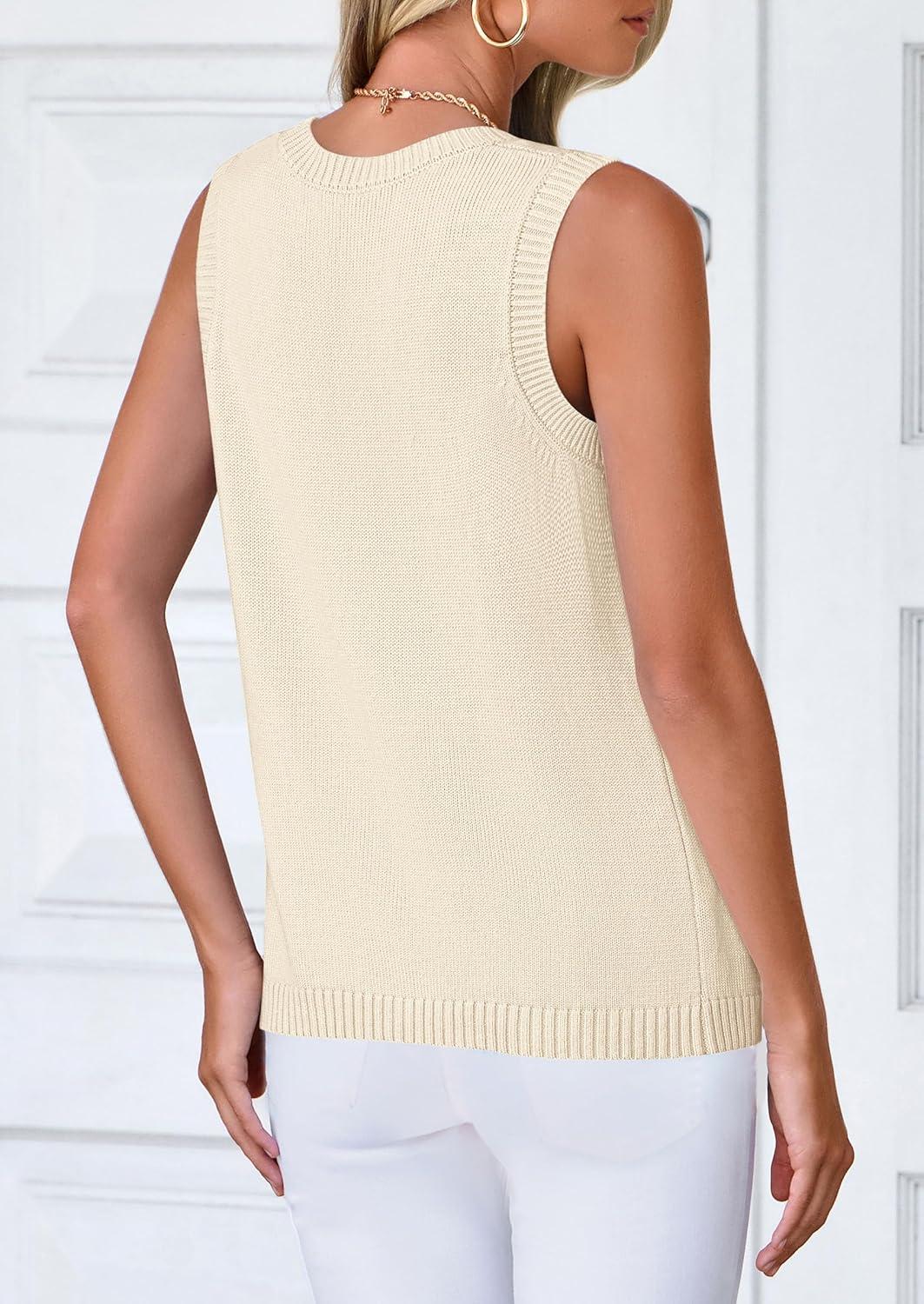 imagePRETTYGARDEN Sweater Vest Tops for Women 2026 Lightweight Summer Cardigan Sleeveless Button Up Knit Casual Spring ClothesYellow Apricot