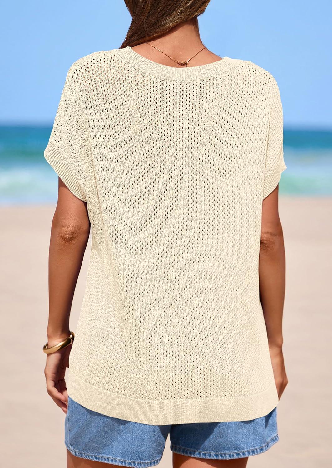 imagePRETTYGARDEN Women 2026 Spring Sweater Vest Business Casual Tank Top Lightweight Cap Sleeve Knit Shirts Trendy Summer OutfitsBeige