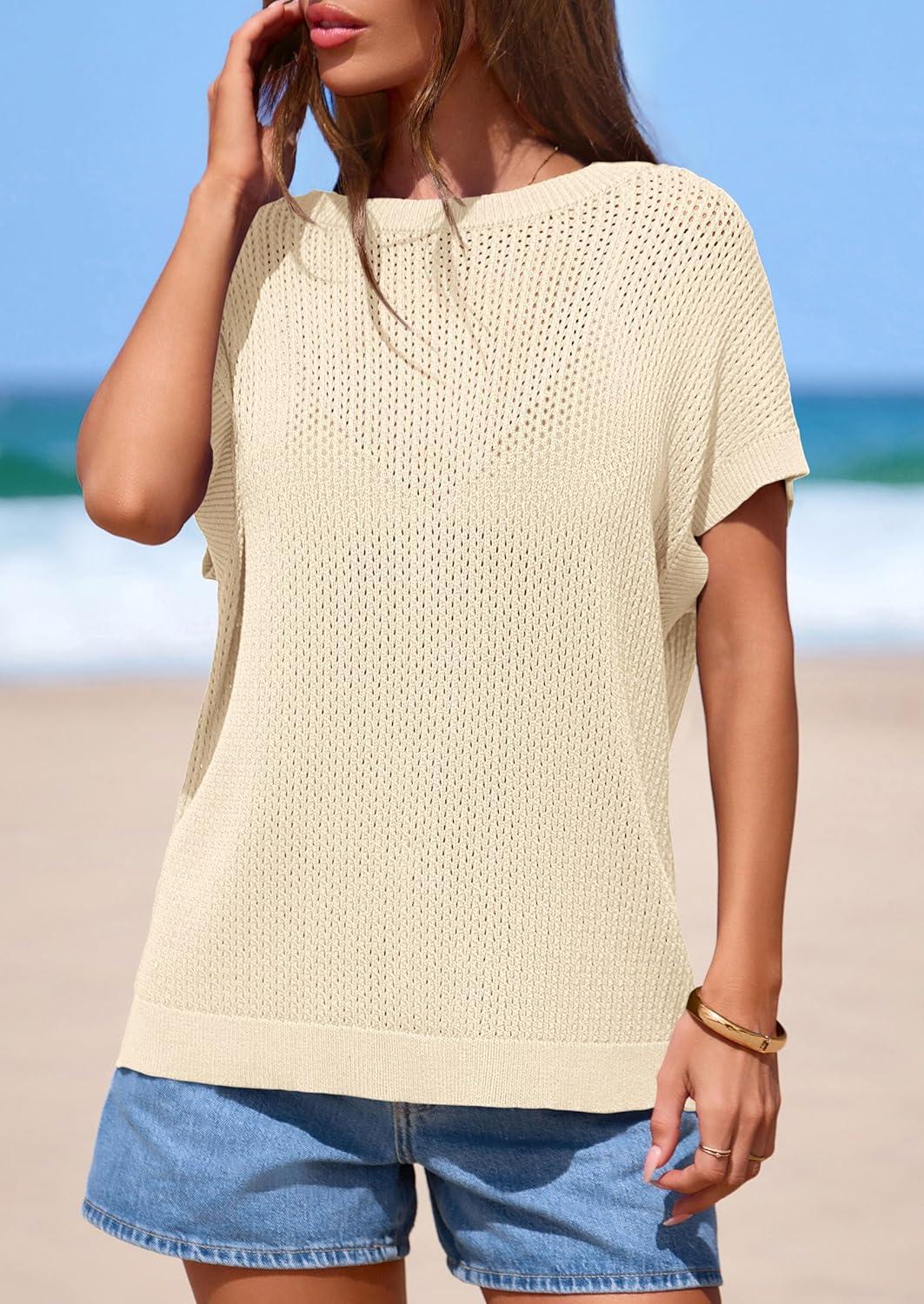 imagePRETTYGARDEN Women 2026 Spring Sweater Vest Business Casual Tank Top Lightweight Cap Sleeve Knit Shirts Trendy Summer OutfitsBeige