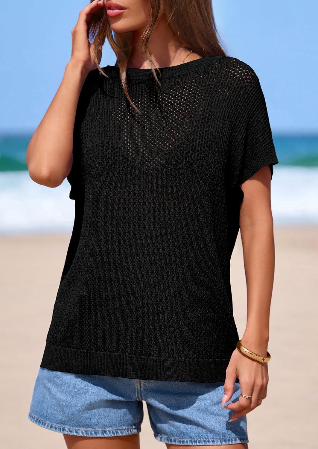imagePRETTYGARDEN Women 2026 Spring Sweater Vest Business Casual Tank Top Lightweight Cap Sleeve Knit Shirts Trendy Summer OutfitsBlack