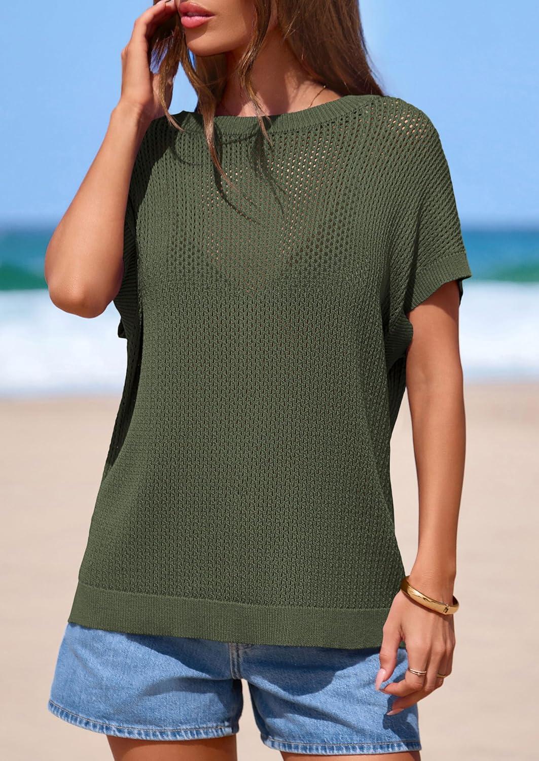 imagePRETTYGARDEN Women 2026 Spring Sweater Vest Business Casual Tank Top Lightweight Cap Sleeve Knit Shirts Trendy Summer OutfitsGreen