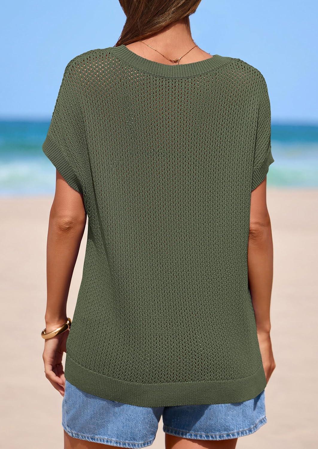 imagePRETTYGARDEN Women 2026 Spring Sweater Vest Business Casual Tank Top Lightweight Cap Sleeve Knit Shirts Trendy Summer OutfitsGreen