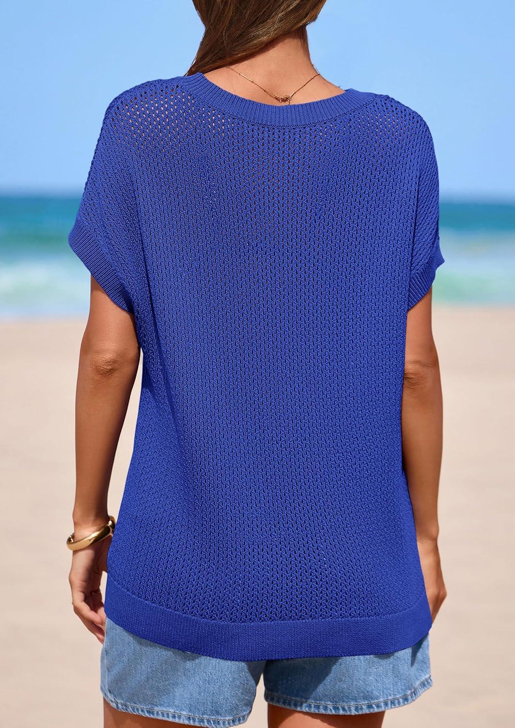 imagePRETTYGARDEN Women 2026 Spring Sweater Vest Business Casual Tank Top Lightweight Cap Sleeve Knit Shirts Trendy Summer OutfitsRoyal Blue