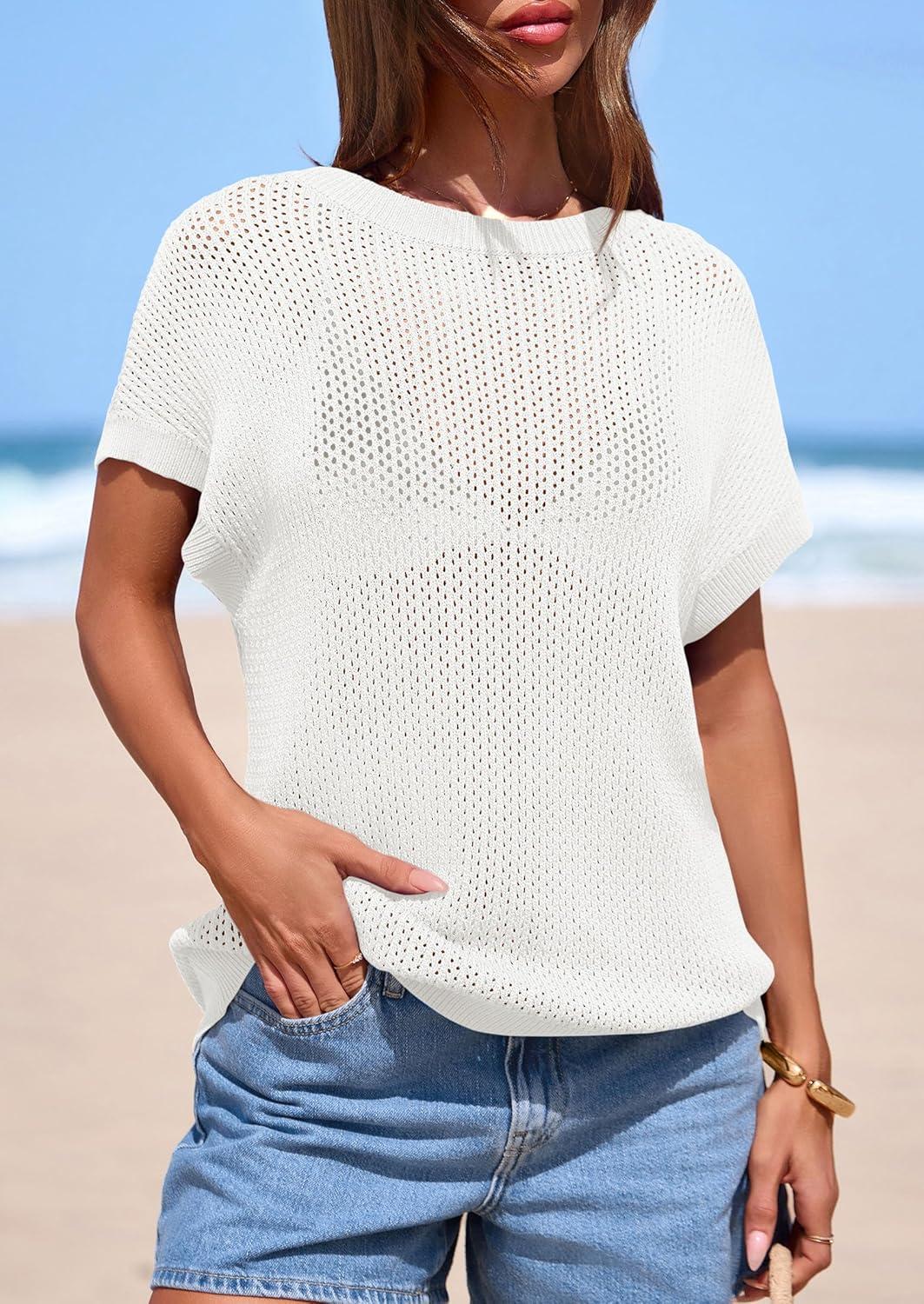 imagePRETTYGARDEN Women 2026 Spring Sweater Vest Business Casual Tank Top Lightweight Cap Sleeve Knit Shirts Trendy Summer OutfitsWhite