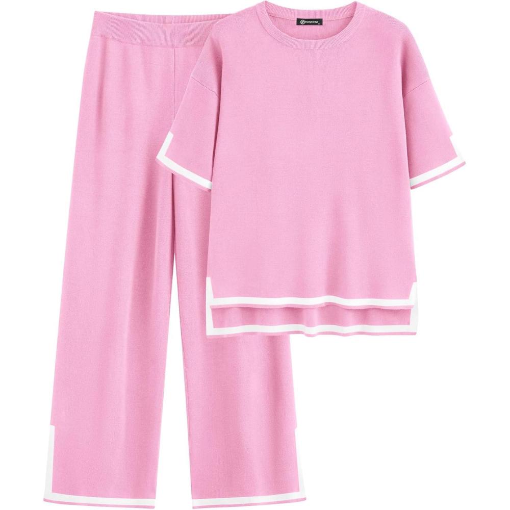 imagePRETTYGARDEN Two Piece Sets for Women 2025 Summer Spring Casual Sweater Knit Lounge Travel Matching Outfits Clothing