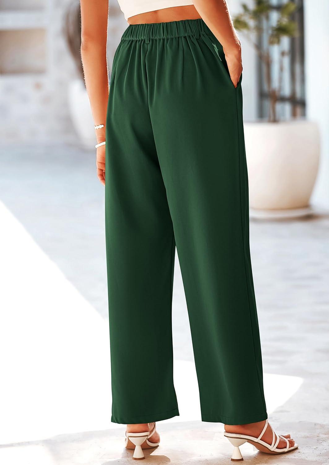 imagePRETTYGARDEN Wide Leg Pants for Women Trendy 2026 Fall High Waisted Business Casual Outfits Work Pant TrousersDark Green