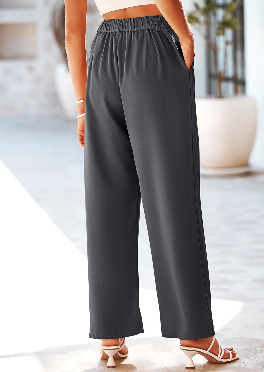 imagePRETTYGARDEN Wide Leg Pants for Women Trendy 2026 Fall High Waisted Business Casual Outfits Work Pant TrousersDark Grey