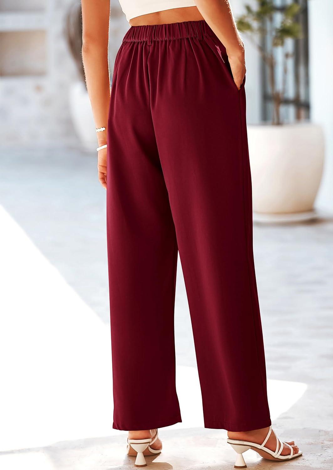 imagePRETTYGARDEN Wide Leg Pants for Women Trendy 2026 Fall High Waisted Business Casual Outfits Work Pant TrousersWine Red