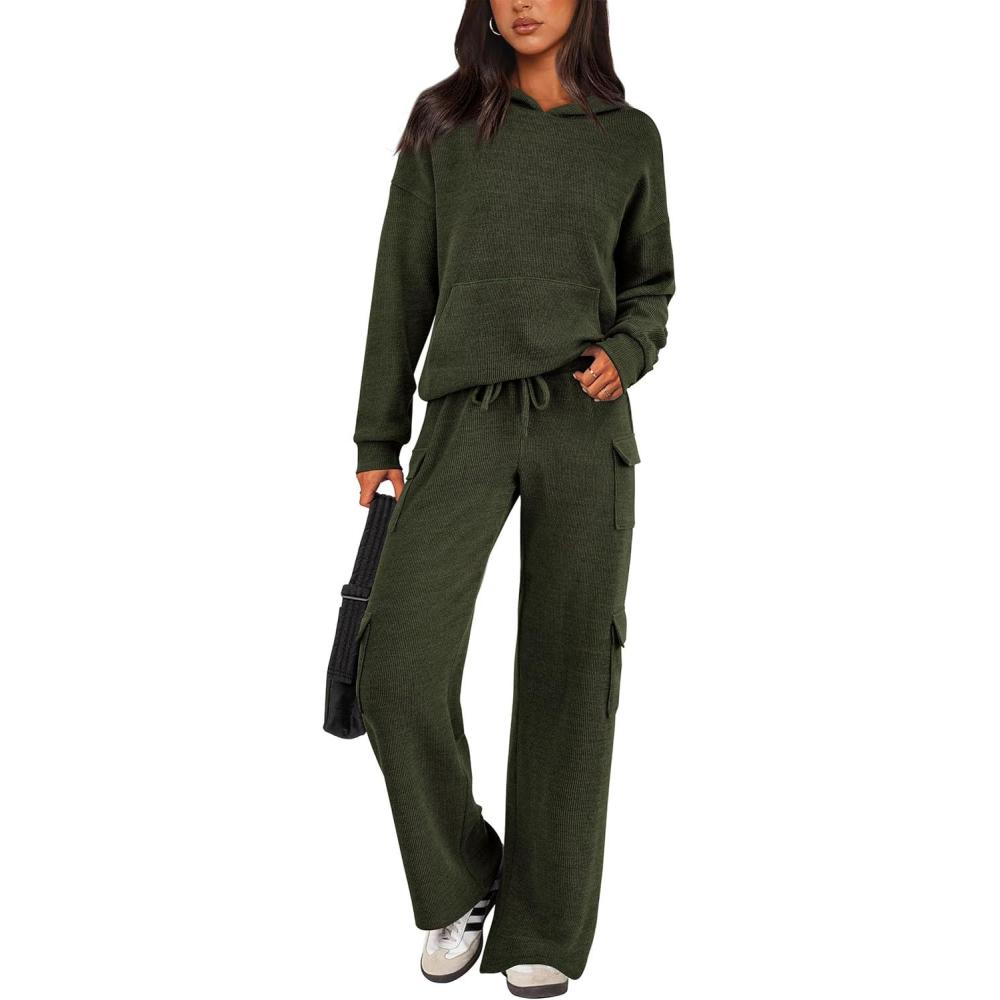 imagePRETTYGARDEN 2 Piece Sets for Women Fall 2026 Sweatsuits Outfits Lounge Matching Hoodie Set Travel Track Suits Winter ClothesArmy Green
