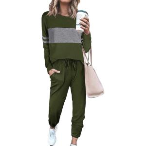 PRETTYGARDEN Womens 2 Piece Sets 2026 Long Sleeve Tops High Waisted Sweatpants Lounge Set Fall Fashion Travel Outfits(Army Green)
