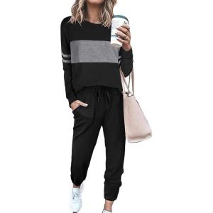 PRETTYGARDEN Womens 2 Piece Sets 2026 Long Sleeve Tops High Waisted Sweatpants Lounge Set Fall Fashion Travel Outfits(Black)