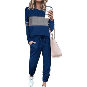 PRETTYGARDEN Womens 2 Piece Sets 2026 Long Sleeve Tops High Waisted Sweatpants Lounge Set Fall Fashion Travel Outfits(Bright Blue)