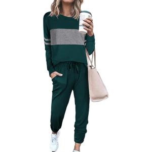 PRETTYGARDEN Womens 2 Piece Sets 2026 Long Sleeve Tops High Waisted Sweatpants Lounge Set Fall Fashion Travel Outfits(Dark Green)