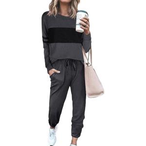 PRETTYGARDEN Womens 2 Piece Sets 2026 Long Sleeve Tops High Waisted Sweatpants Lounge Set Fall Fashion Travel Outfits(Dark Grey)