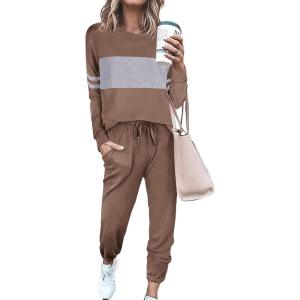 PRETTYGARDEN Womens 2 Piece Sets 2026 Long Sleeve Tops High Waisted Sweatpants Lounge Set Fall Fashion Travel Outfits(Dark Khaki)
