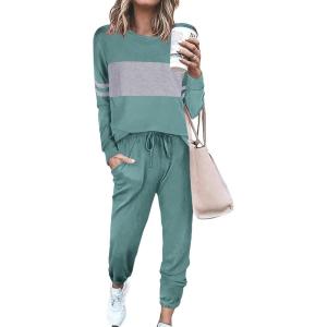 PRETTYGARDEN Womens 2 Piece Sets 2026 Long Sleeve Tops High Waisted Sweatpants Lounge Set Fall Fashion Travel Outfits(Fruit Green)