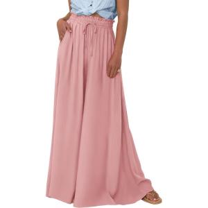 PRETTYGARDEN Women’s 2026 Summer Wide Leg Palazzo Pants High Waisted Flowy Pockets Spring Casual Lounge Boho Beach Trousers(Pink)