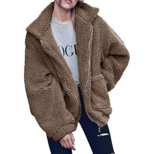 PRETTYGARDEN Women’s Fashion Winter Coats Sherpa Fleece Faux Fur Shearling Oversized Trendy Jackets Warm Outerwear Clothing(Coffee)