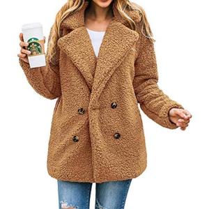 PRETTYGARDEN Women’s Fashion Winter Coats Sherpa Fleece Faux Fur Shearling Oversized Trendy Jackets Warm Outerwear Clothing(Style Two Camel)
