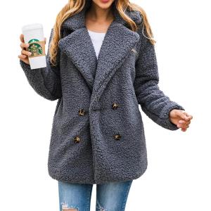 PRETTYGARDEN Women’s Fashion Winter Coats Sherpa Fleece Faux Fur Shearling Oversized Trendy Jackets Warm Outerwear Clothing(Style Two Dark Grey)