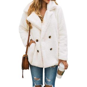 PRETTYGARDEN Women’s Fashion Winter Coats Sherpa Fleece Faux Fur Shearling Oversized Trendy Jackets Warm Outerwear Clothing(Style Two White)