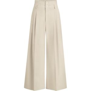 PRETTYGARDEN Womens Spring Wide Leg Palazzo Pants 2026 Trendy Loose Button High Waist Pleated Work Business Casual Trousers(Beige)