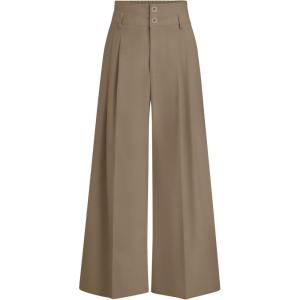 PRETTYGARDEN Womens Spring Wide Leg Palazzo Pants 2026 Trendy Loose Button High Waist Pleated Work Business Casual Trousers(Khaki)