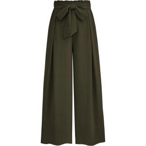 PRETTYGARDEN Women’s Wide Leg Work Pants Business Casual High Waisted Loose Palazzo Trouser Summer Clothes(Army Green)