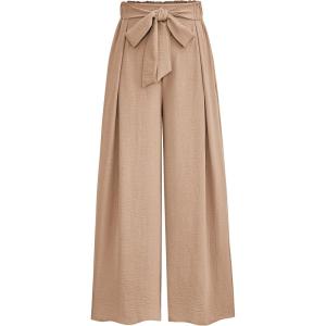 PRETTYGARDEN Women’s Wide Leg Work Pants Business Casual High Waisted Loose Palazzo Trouser Summer Clothes(Camel)