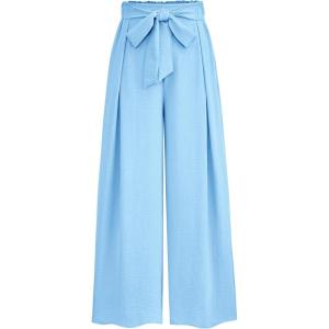 PRETTYGARDEN Women’s Wide Leg Work Pants Business Casual High Waisted Loose Palazzo Trouser Summer Clothes(Light Blue)