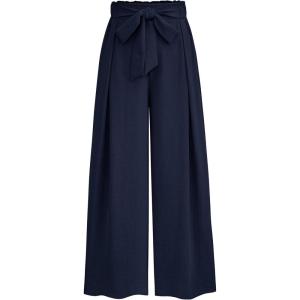 PRETTYGARDEN Women’s Wide Leg Work Pants Business Casual High Waisted Loose Palazzo Trouser Summer Clothes(Navy)