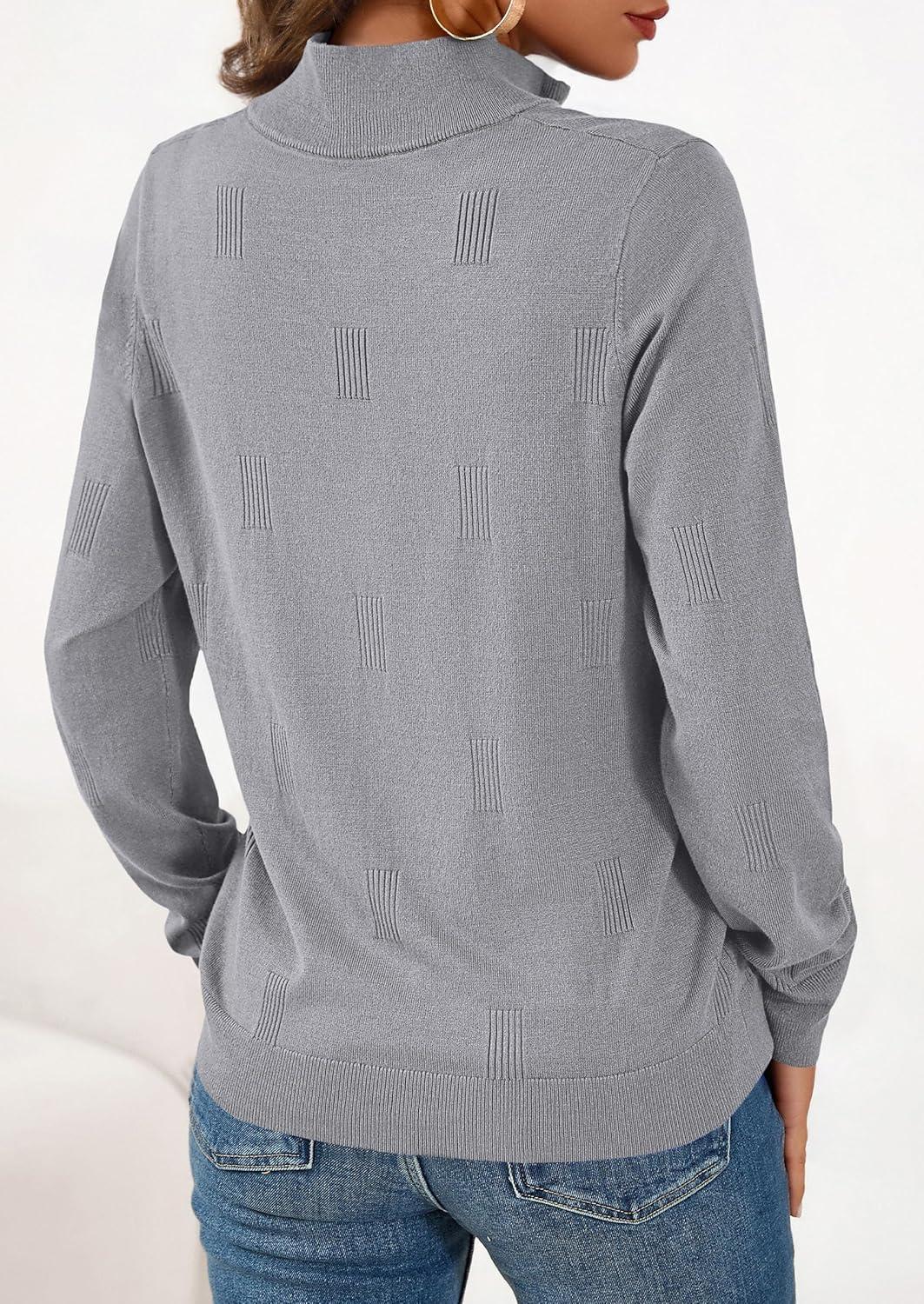 imagePRETTYGARDEN Womens Sweaters Quarter Zip Knit Long Sleeve Business Casual Pullover Tops 2025 Fall Fashion Work OutfitsGrey