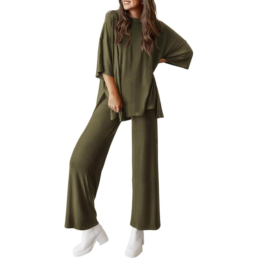 imagePRETTYGARDEN Two Piece Sets for Women Summer Fashion Lounge Matching Set 2026 Spring Travel Vacation Airport Outfits ClothingArmy Green