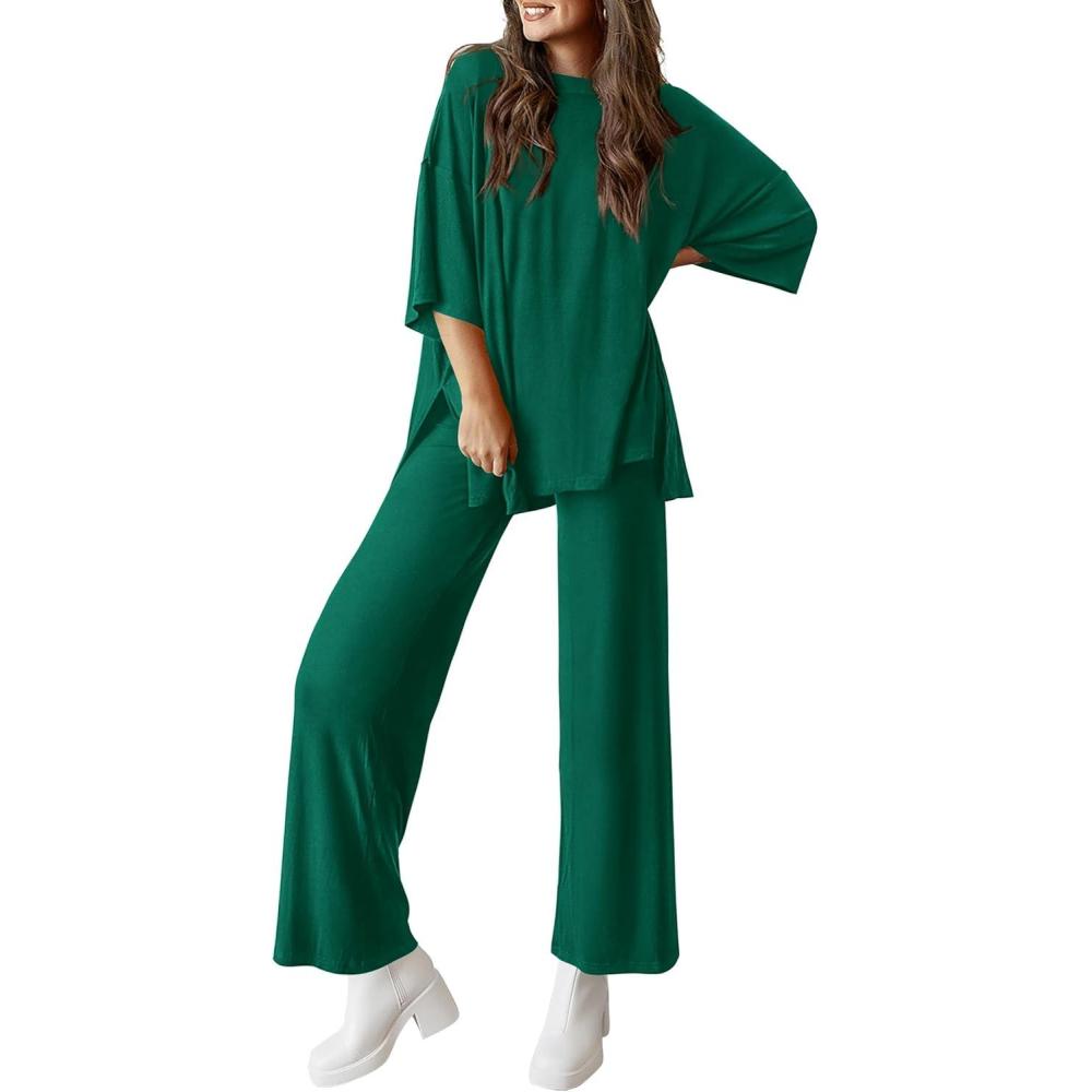 imagePRETTYGARDEN Two Piece Sets for Women Summer Fashion Lounge Matching Set 2026 Spring Travel Vacation Airport Outfits ClothingGreen