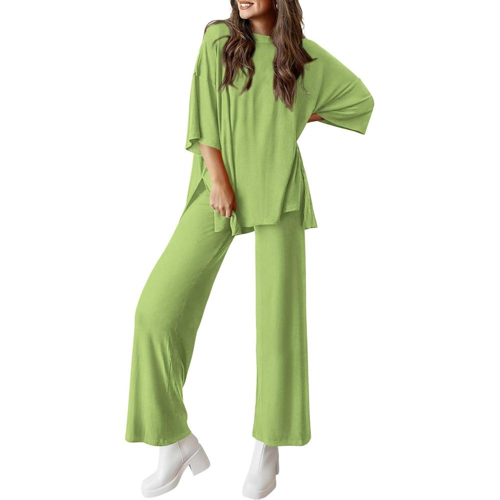 imagePRETTYGARDEN Two Piece Sets for Women Summer Fashion Lounge Matching Set 2026 Spring Travel Vacation Airport Outfits ClothingLight Green
