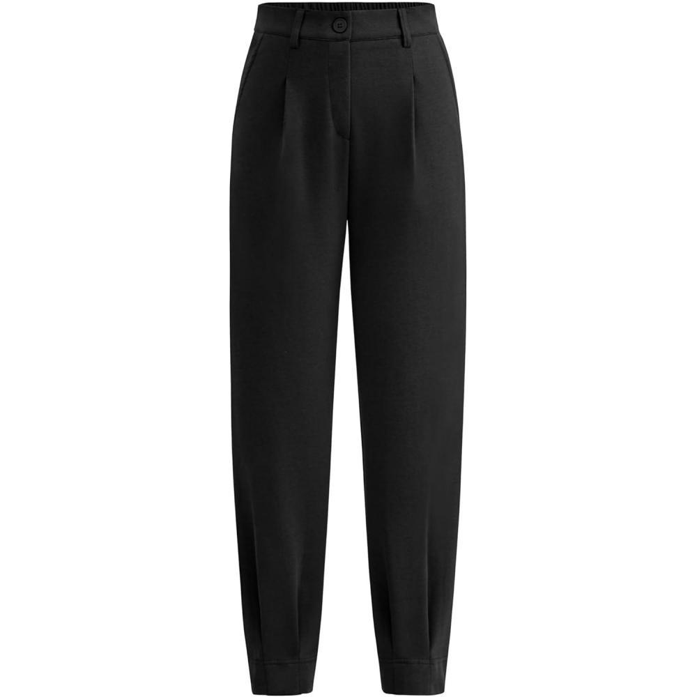 imagePRETTYGARDEN Womens Dress Pants Business Casual 2026 Trendy High Waisted Ankle Length Dressy Trousers Slacks Work ClothesBlack
