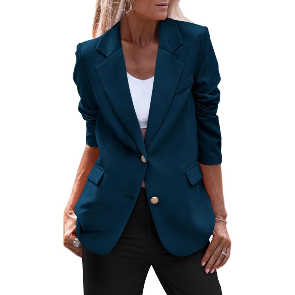 imagePRETTYGARDEN Womens Spring Fall Business Casual Blazers Long Sleeve Notch Lapel Trendy Work Office Blazer Jackets OuterwearRoyal Blue