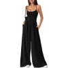 imagePRETTYGARDEN Jumpsuits for Women 2026 Sleeveless Strap Wide Leg Date Night Rompers Beach Vacation One Piece Summer OutfitsBlack
