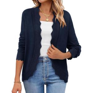 PRETTYGARDEN Cardigans for Women Lightweight Casual Long Sleeve Knitted Open Front Shrugs Sweaters 2026 Fall Clothes(Navy Blue)