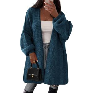 PRETTYGARDEN Long Cardigan Sweaters for Women Trendy Fall 2026 Oversized Knit Sweater Jacket Coats Winter Fashion Clothing(Haze Blue)