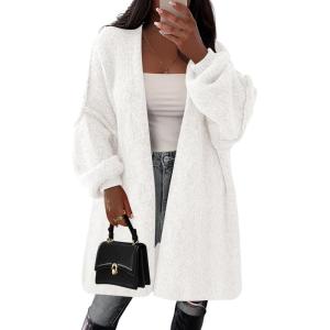 PRETTYGARDEN Long Cardigan Sweaters for Women Trendy Fall 2026 Oversized Knit Sweater Jacket Coats Winter Fashion Clothing(White)