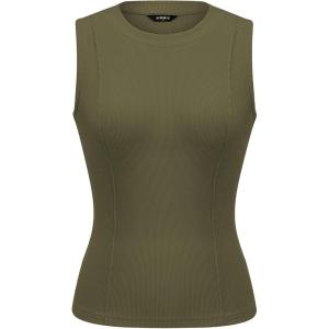 PRETTYGARDEN Sleeveless Tops for Women 2026 Summer Ribbed Tank Top Fitted Shirts Basic Tees Cute Spring Going Out Y2k Clothes(Army Green)