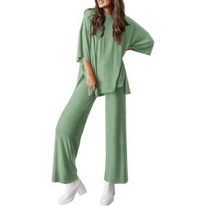 PRETTYGARDEN Two Piece Sets for Women Summer Fashion Lounge Matching Set 2026 Spring Travel Vacation Airport Outfits Clothing(Bean Green)