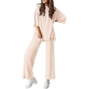 PRETTYGARDEN Two Piece Sets for Women Summer Fashion Lounge Matching Set 2026 Spring Travel Vacation Airport Outfits Clothing(Beige)